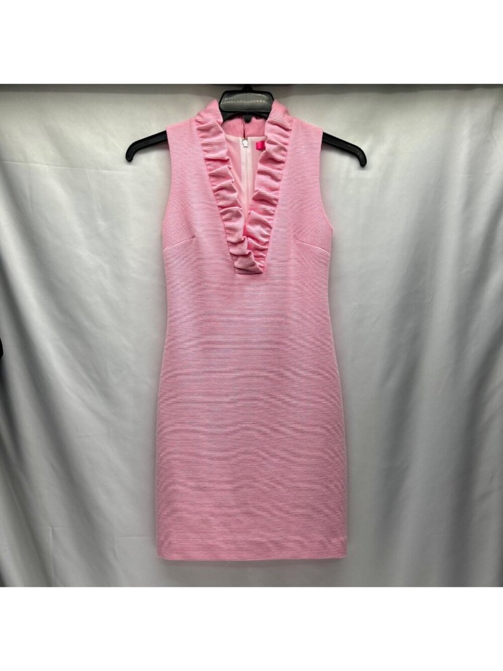 LILLY PULITZER Tisbury Shift Dress Pink Striped XXS Zip Back Feminine
